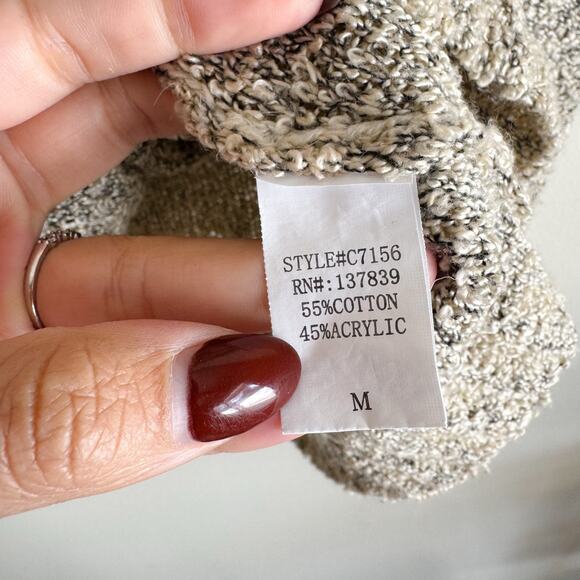 Dreamers Brown + Tan Textured V Neck Drop Shoulder Oversized Sweater Medium - Picture 4 of 7